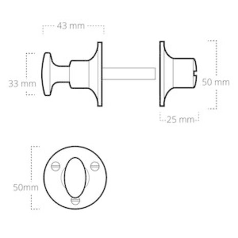 De Oude Deurklink WC Slot draaiknop rond rozet nikkel De Oude Deurklink WC Slot draaiknop rond rozet nikkel