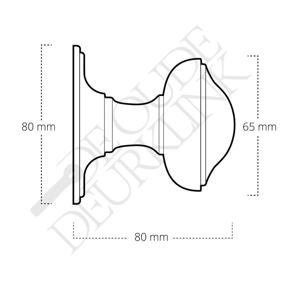 De Oude Deurklink Deurknop 80mm - Rond zwart