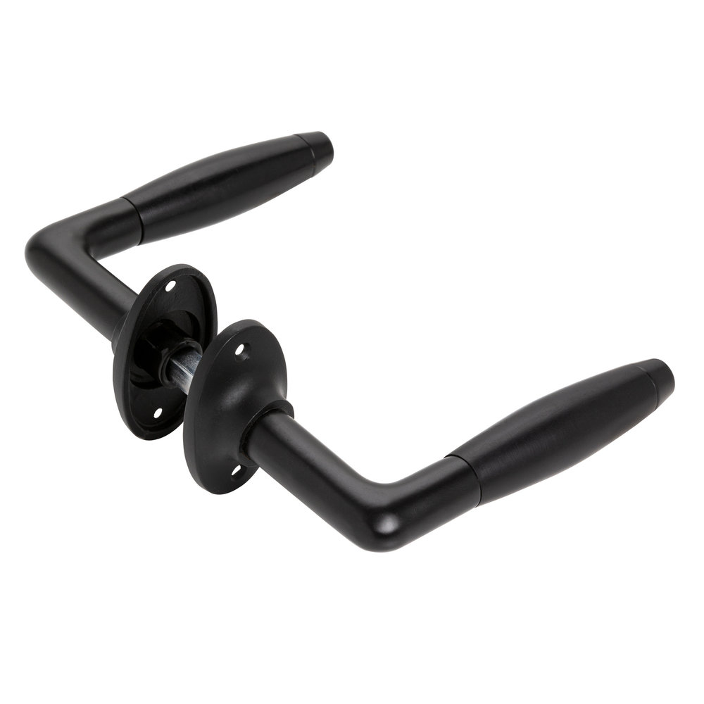 De Oude Deurklink Retro Deurklink Klassiek mat zwart ovale rozetten