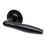 De Oude Deurklink Retro Deurklink Klassiek mat zwart met ronde rozetten De Oude Deurklink Retro Deurklink Klassiek mat zwart met ronde rozetten