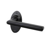 Mooi Deurbeslag Deurklink Piatto mat zwart met ovale rozetten Mooi Deurbeslag Deurklink Piatto mat zwart met ovale rozetten