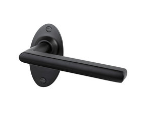 Mooi Deurbeslag Deurklink Piatto mat zwart met ovale rozetten Mooi Deurbeslag Deurklink Piatto mat zwart met ovale rozetten