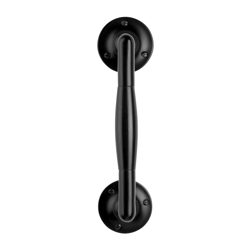 De Oude Deurklink Handgreep 195mm ronde rozetten - mat zwart De Oude Deurklink Handgreep 195mm ronde rozetten - mat zwart