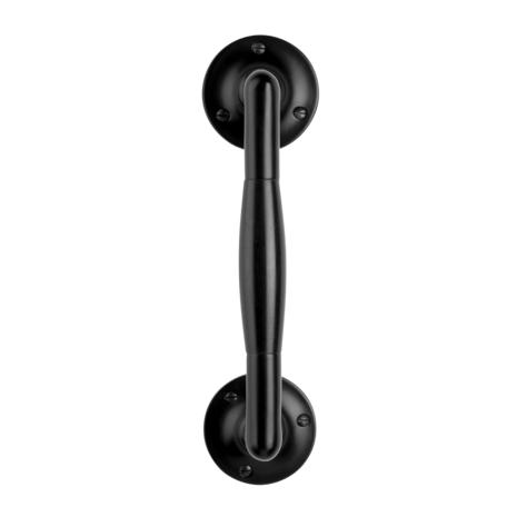 De Oude Deurklink Handgreep 195mm ronde rozetten - mat zwart De Oude Deurklink Handgreep 195mm ronde rozetten - mat zwart