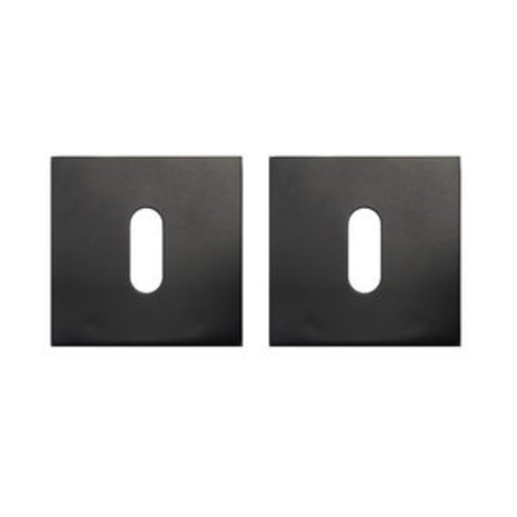 Mooi Deurbeslag Nova21 geveerde deurklink in zwart met vierkante sleutelrozetten Mooi Deurbeslag Nova21 geveerde deurklink in zwart met vierkante sleutelrozetten