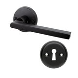 Mooi Deurbeslag Deurklink Vita mat zwart met ronde sleutelrozetten Rosa Mooi Deurbeslag Deurklink Vita mat zwart met ronde sleutelrozetten Rosa