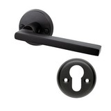 Mooi Deurbeslag Deurklink Vita mat zwart met ronde cilinderrozetten Rosa Mooi Deurbeslag Deurklink Vita mat zwart met ronde cilinderrozetten Rosa