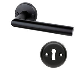 Mooi Deurbeslag Deurklink Esferia mat zwart met ronde sleutelrozetten Rosa Mooi Deurbeslag Deurklink Esferia mat zwart met ronde sleutelrozetten Rosa