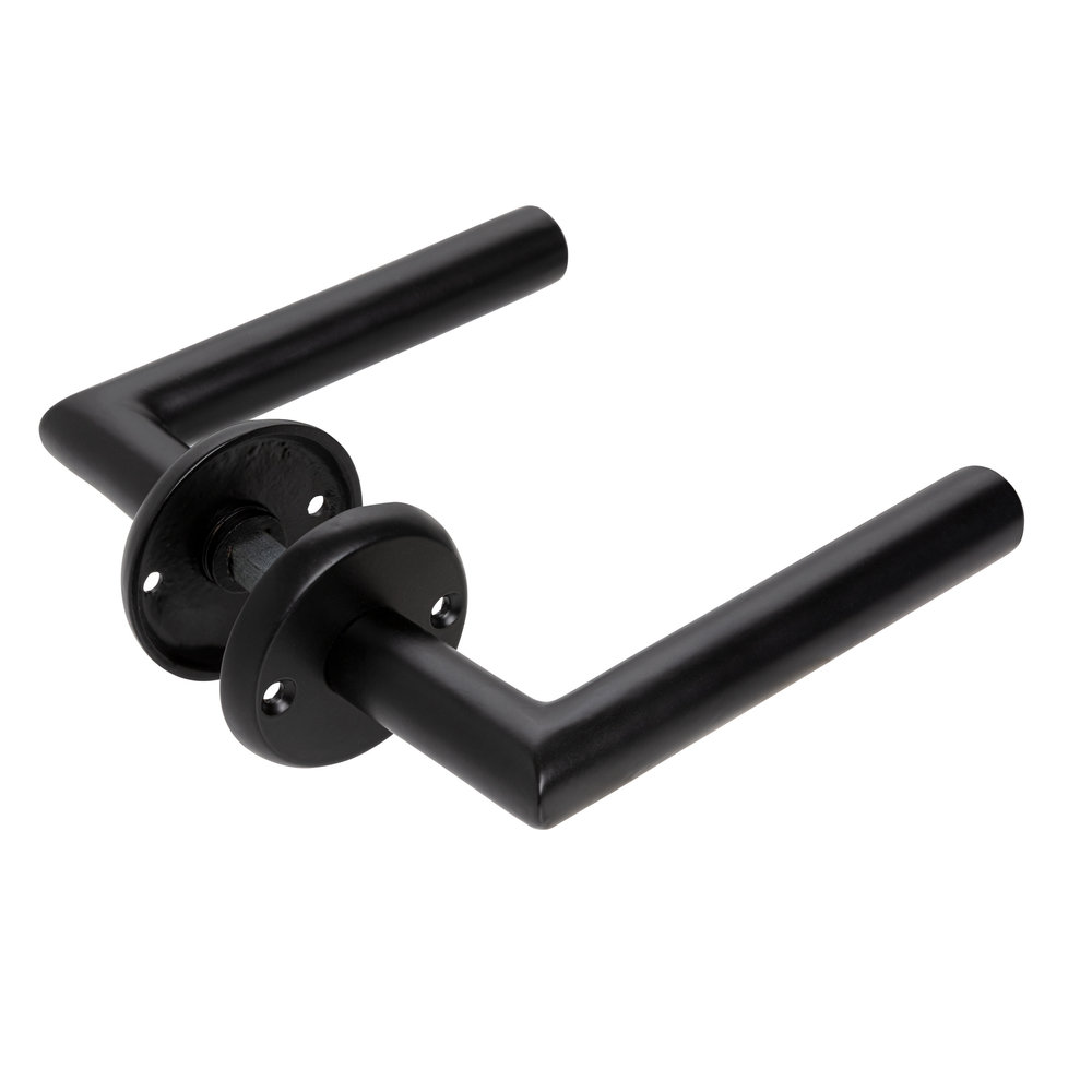 Mooi Deurbeslag Deurklink Esferia mat zwart met ronde cilinderrozetten Rosa Mooi Deurbeslag Deurklink Esferia mat zwart met ronde cilinderrozetten Rosa