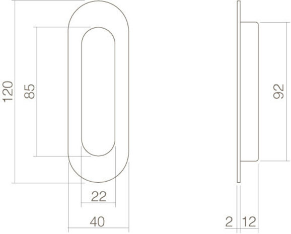Intersteel Schuifdeurkom mat zwart ovaal 120x40mm blind Intersteel Schuifdeurkom mat zwart ovaal 120x40mm blind