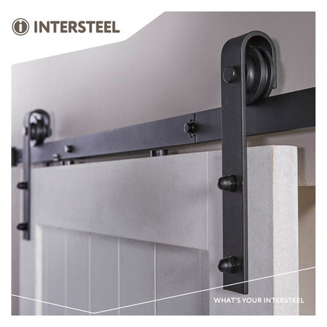 Intersteel Schuifdeursysteem Recht mat zwart - incl. rail en beslag - Intersteel