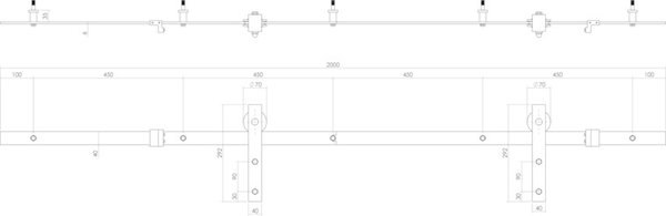 Intersteel Schuifdeursysteem Recht mat zwart - incl. rail en beslag - Intersteel