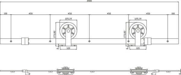 Intersteel Schuifdeursysteem wheel top mat zwart - incl. rail en beslag - Intersteel