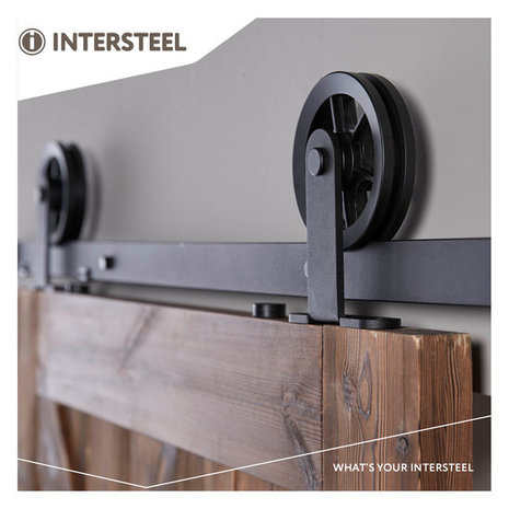 Intersteel Schuifdeursysteem wheel top mat zwart - incl. rail en beslag - Intersteel