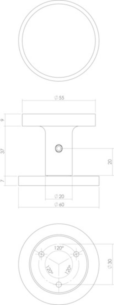 Intersteel deurknop rond 55 mm éénzijdige montage aluminium Intersteel deurknop rond 55 mm éénzijdige montage aluminium