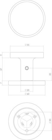Intersteel deurknop rond 55 mm éénzijdige montage aluminium Intersteel deurknop rond 55 mm éénzijdige montage aluminium