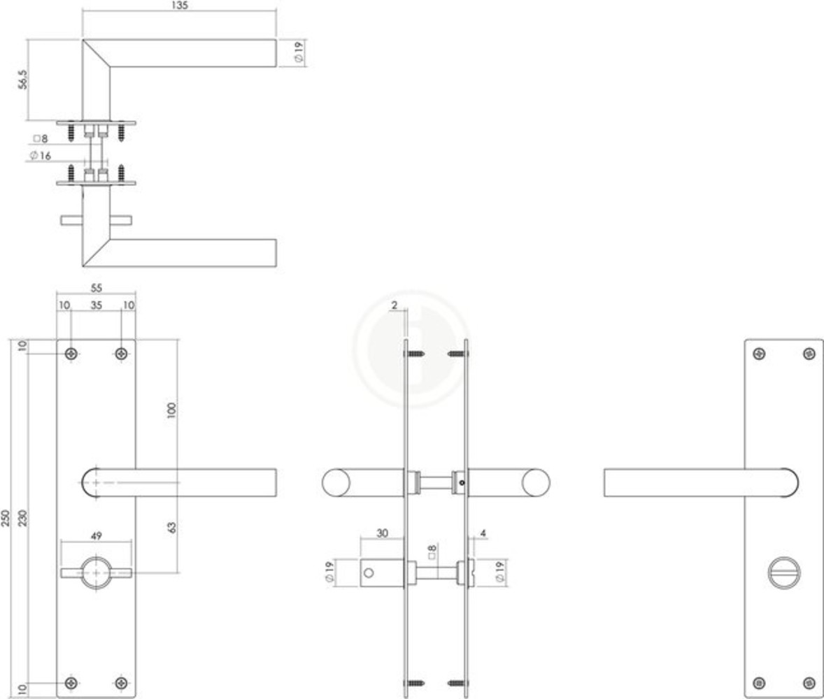 Intersteel Deurklink jura zwart schild 250x55x2mm wc63-8 Intersteel Deurklink jura zwart schild 250x55x2mm wc63-8