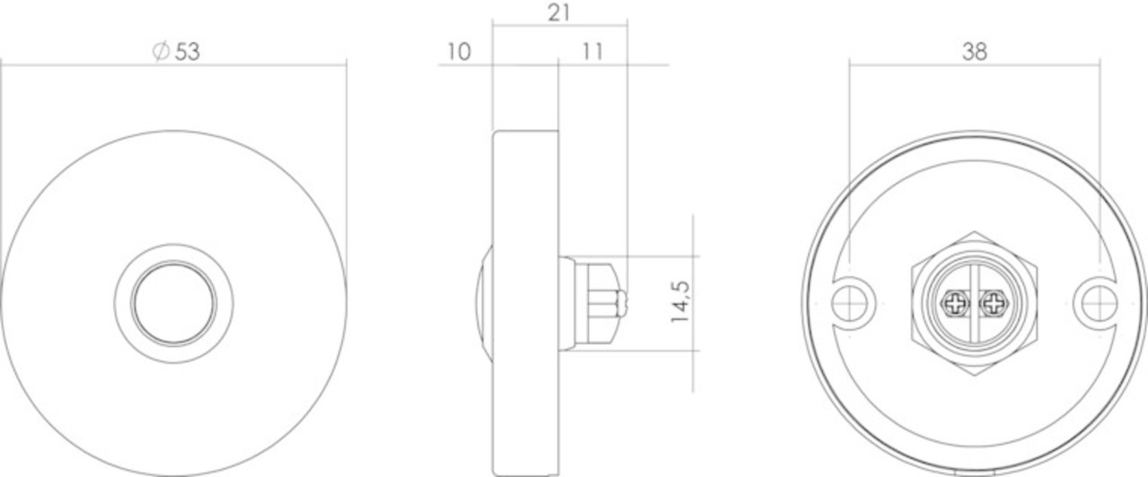 Intersteel Deurbel rond verdekt ø53x10 geborsteld rvs Intersteel Deurbel rond verdekt ø53x10 geborsteld rvs