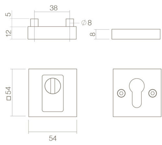 Intersteel Veiligheidsrozet SKG3 vierkant met kerntrekbeveiliging zwart RVS Intersteel Veiligheidsrozet SKG3 vierkant met kerntrekbeveiliging zwart RVS