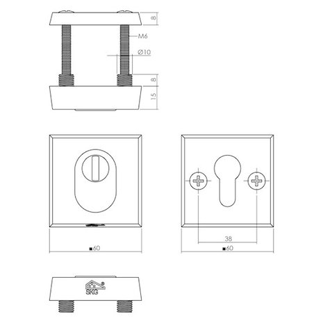 Intersteel Veiligheidsrozet skg3 vierkant met kerntrekbeveiliging aluminium zwart Intersteel Veiligheidsrozet skg3 vierkant met kerntrekbeveiliging aluminium zwart