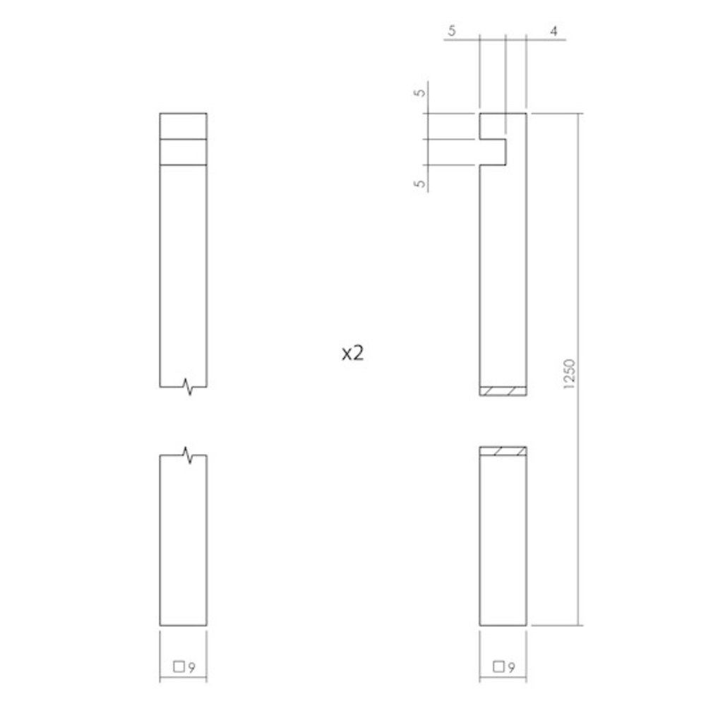 Intersteel Pomp-espagnolet met stangenset 2x 1250 mm vernikkeld