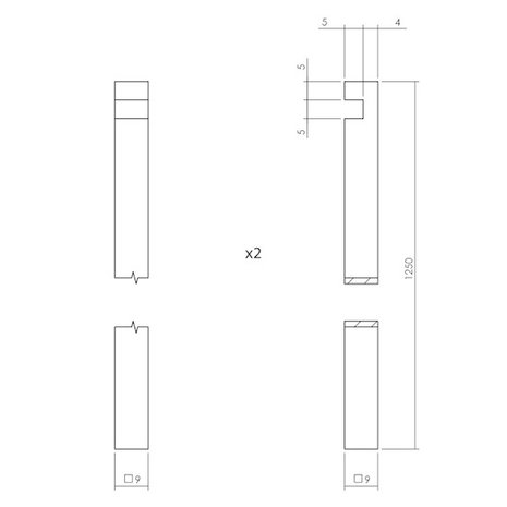 Intersteel Pomp-espagnolet met stangenset 2x 1250 mm vernikkeld