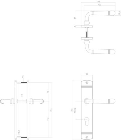 Intersteel Deurklink Helena op schild profielcilindergat 72 mm messing gelakt Intersteel Deurklink Helena op schild profielcilindergat 72 mm messing gelakt