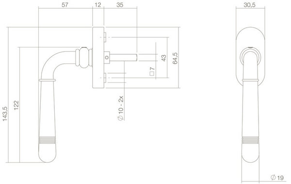 Intersteel Raamsluiting Helena draai-kiep messing gelakt Intersteel Raamsluiting Helena draai-kiep messing gelakt