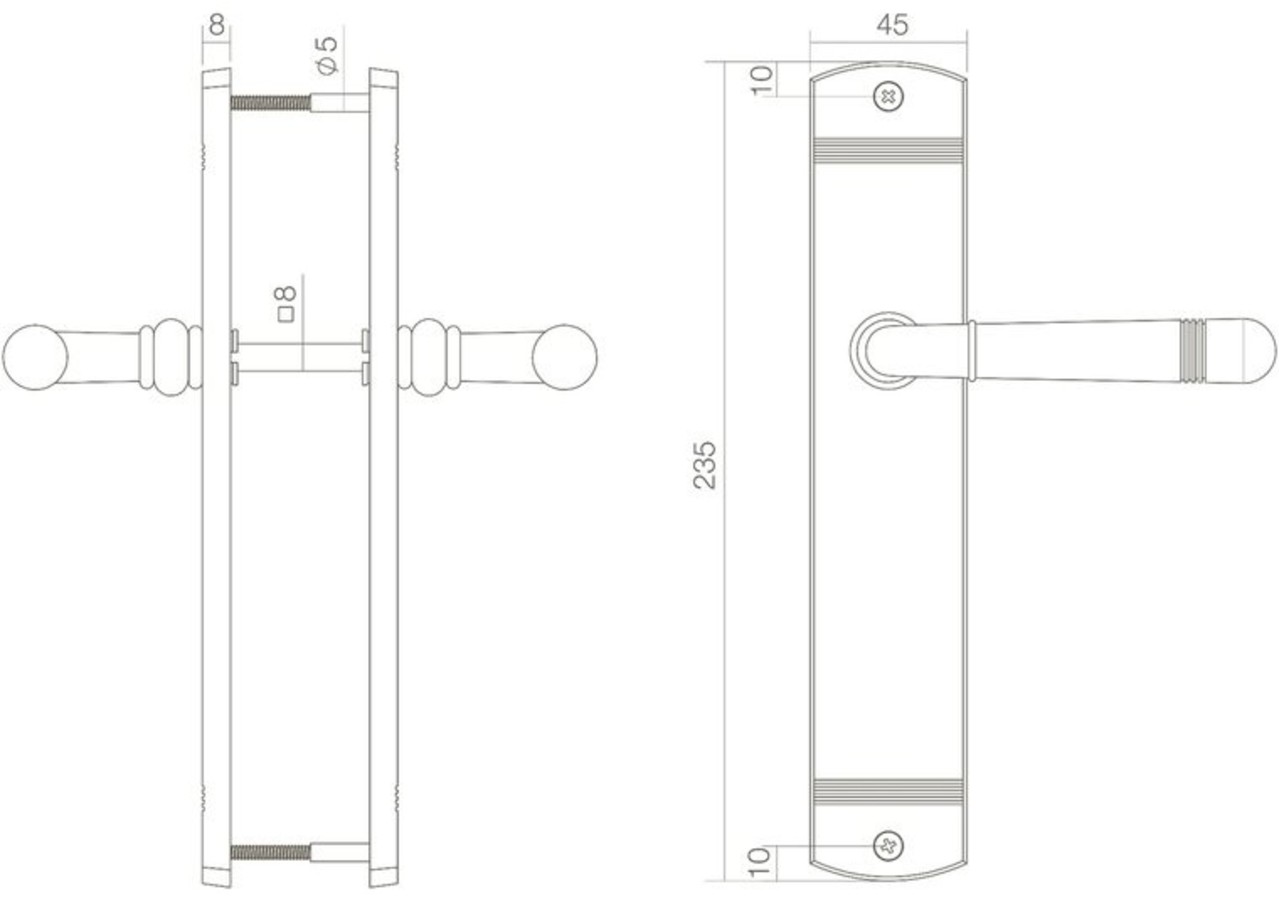 Intersteel Deurklink Helena op schild 235x45x8 mm messing gelakt Intersteel Deurklink Helena op schild 235x45x8 mm messing gelakt
