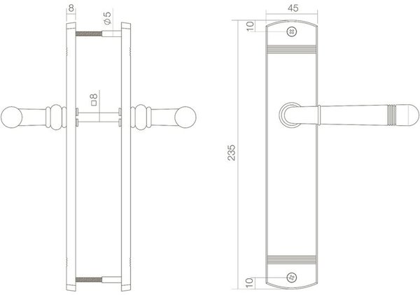 Intersteel Deurklink Helena op schild blind 235x45x8 mm messing gelakt - deurbeslag voor binnendeur Intersteel Deurklink Helena op schild blind 235x45x8 mm messing gelakt - deurbeslag voor binnendeur
