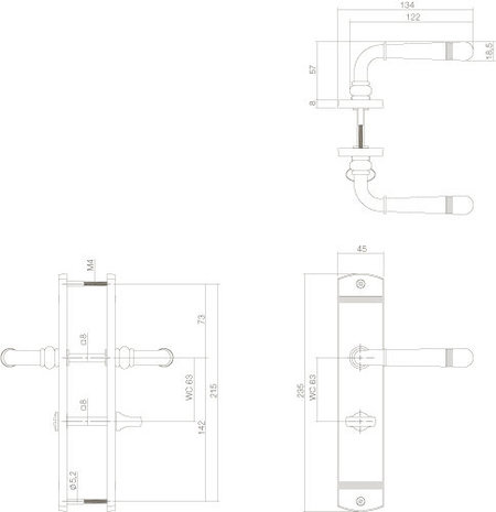 Intersteel Deurklink Helena op schild 235x45x8 mm met wc63/8 mm messing gelakt Intersteel Deurklink Helena op schild 235x45x8 mm met wc63/8 mm messing gelakt