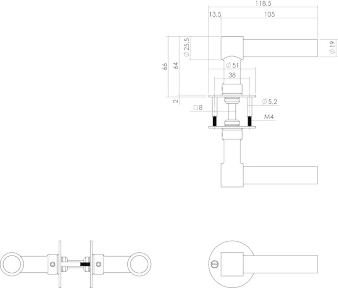 Intersteel Deurklink l/l-model met rozet 2 mm rvs geborsteld Intersteel Deurklink l/l-model met rozet 2 mm rvs geborsteld