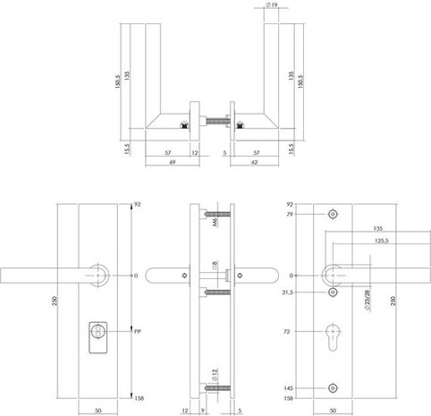 Intersteel Veiligheidsbeslag rechthoekig met kerntrekbeveiliging profielcilindergat mat zwart 72 mm achterdeurbeslag Intersteel Veiligheidsbeslag rechthoekig met kerntrekbeveiliging profielcilindergat mat zwart 72 mm achterdeurbeslag