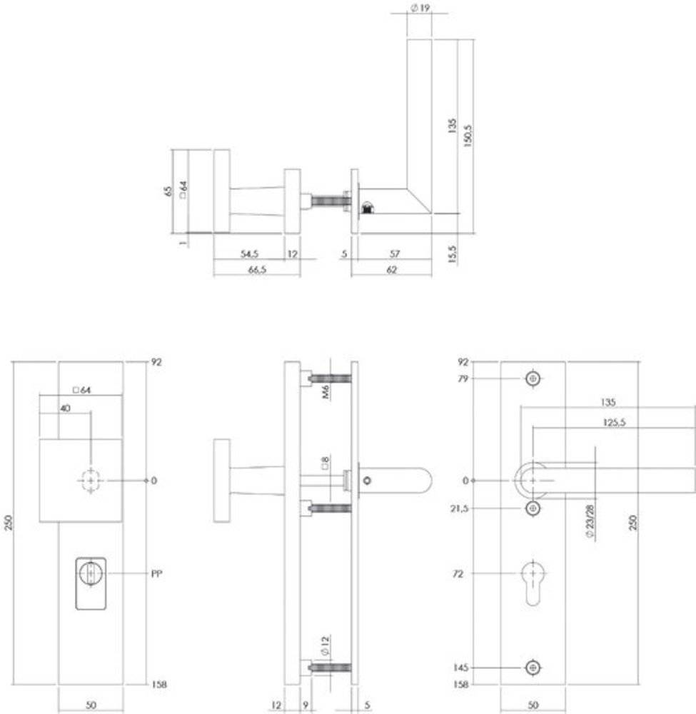 Intersteel RVS Veiligheidsbeslag skg3 met kerntrekbeveiliging profielcilindergat 72 mm voordeurbeslag geborsteld rvs
