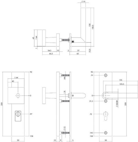Intersteel RVS Veiligheidsbeslag skg3 met kerntrekbeveiliging profielcilindergat 72 mm voordeurbeslag geborsteld rvs