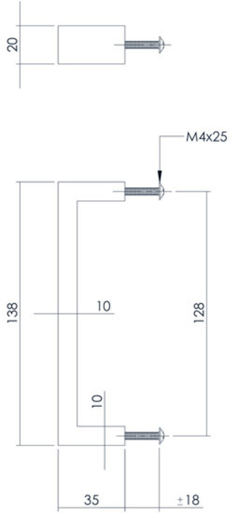 Intersteel Meubelgreep rechthoek boormaat 128mm geborsteld RVS Intersteel Meubelgreep rechthoek boormaat 128mm geborsteld RVS