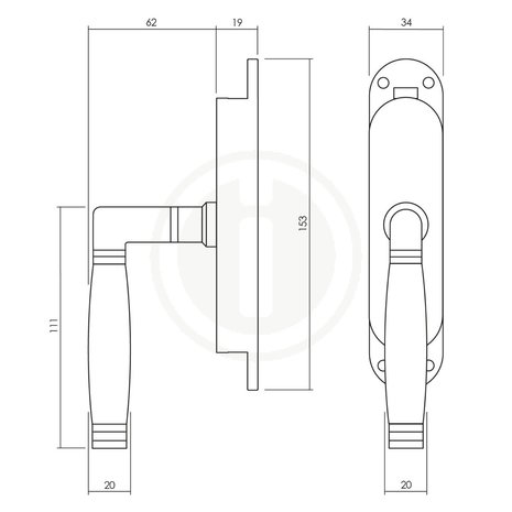 Intersteel Klink-espagnolet links ton 222 met stangenset 2x 1250 mm nikkel/ebbenhout Intersteel Klink-espagnolet links ton 222 met stangenset 2x 1250 mm nikkel/ebbenhout