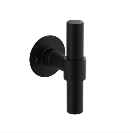 Intersteel Gatdeel T-model recht + ronde platte rozet 50X2mm RVS/Zwart