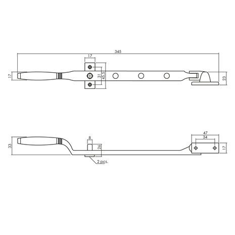 Intersteel Raamuitzetter Ton met stelpennen chroom / ebbenhout