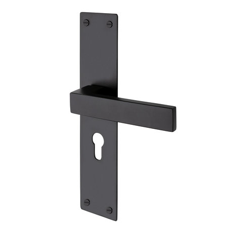 Mooi Deurbeslag Deurklink Nova zwart met schild en cilindergat 55 mm - deurbeslag voor binnendeur Mooi Deurbeslag Deurklink Nova zwart met schild en cilindergat 55 mm - deurbeslag voor binnendeur