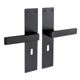 Mooi Deurbeslag Deurklink Nova zwart met schild en sleutelgat 55 mm Mooi Deurbeslag Deurklink Nova zwart met schild en sleutelgat 55 mm