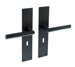 Intersteel Deurklink jura schild zwart 250x55x2mm sleutelgat 56mm Intersteel Deurklink jura schild zwart 250x55x2mm sleutelgat 56mm