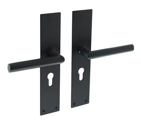Intersteel Deurklink jura schild zwart 250x55x2mm profielcilindergat 55mm Intersteel Deurklink jura schild zwart 250x55x2mm profielcilindergat 55mm
