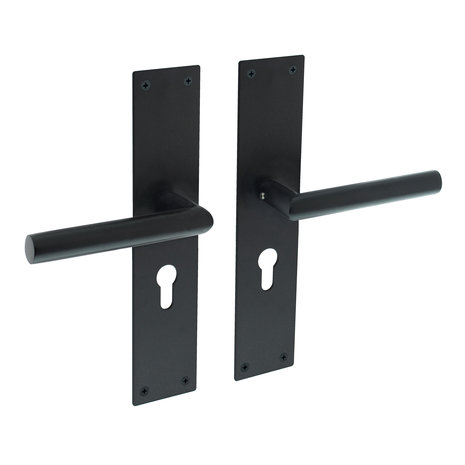 Intersteel Deurklink jura schild zwart 250x55x2mm profielcilindergat 55mm Intersteel Deurklink jura schild zwart 250x55x2mm profielcilindergat 55mm