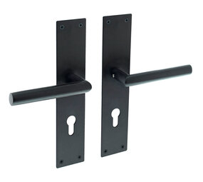 Intersteel Deurklink jura met schild 250x55x2mm profielcilindergat 72mm zwart Intersteel Deurklink jura met schild 250x55x2mm profielcilindergat 72mm zwart