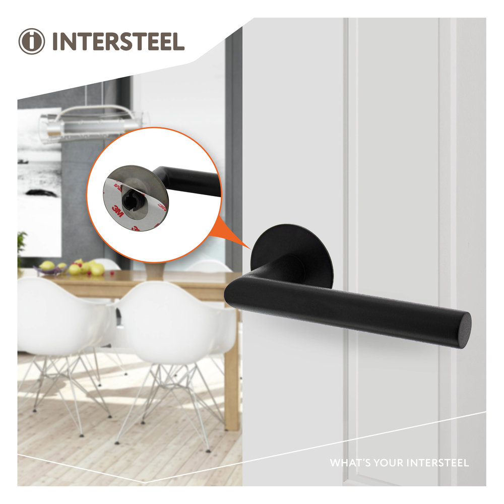 Intersteel Deurklink Jura met zelfklevend rozet mat zwart Intersteel Deurklink Jura met zelfklevend rozet mat zwart