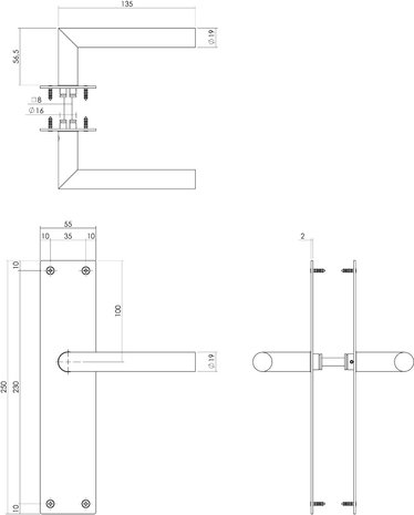 Intersteel Deurklink Jura met schild blind geborsteld RVS Intersteel Deurklink Jura met schild blind geborsteld RVS
