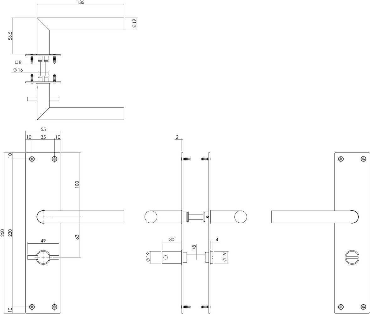 Intersteel Deurklink Jura met schild WC63/8 geborsteld RVS Intersteel Deurklink Jura met schild WC63/8 geborsteld RVS