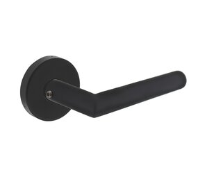 Intersteel Buitendeurklink Jura op ronde massieve rozet RVS zwart Intersteel Buitendeurklink Jura op ronde massieve rozet RVS zwart