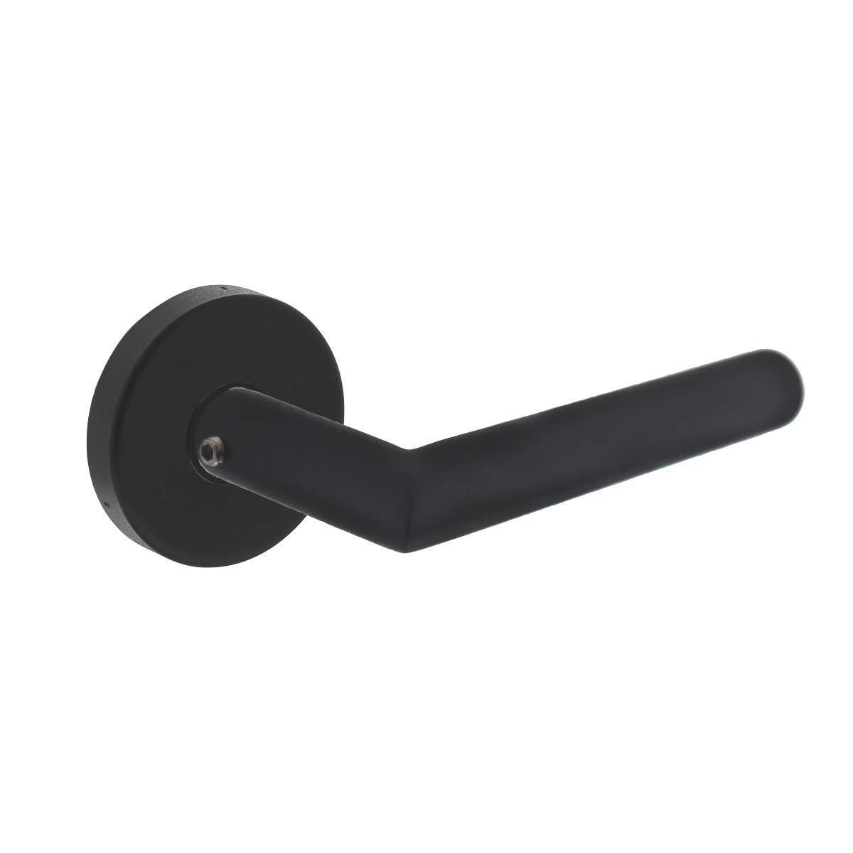 Intersteel Buitendeurklink Jura op ronde massieve rozet RVS zwart